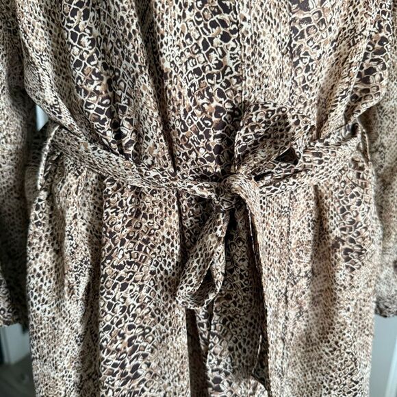 80s Vintage Halston Intimates Neutral Tone Snakeprint Maxi Robe Size M - Picture 4 of 7